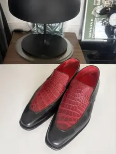 【美品】BBCO ローファー パイソン型押し レッド 26cm ホストシューズ 美品】BBCO ローファー パイソン型押し レッド 26cm ホストシューズ