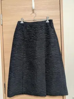 ゼブラ柄フレアスカート ブラック