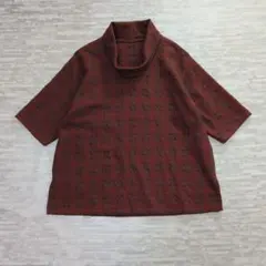 90s Vintage 昭和レトロ 総柄 トップス オフタートル 美品