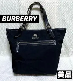 美品】 BURBERRY バーバリー トートバッグ A4可 ノバチェック レザー