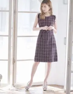 エルケイERUKEI ノースリーブツイード柄ワンピース サイズ2