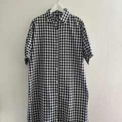 ギンガムチェック 半袖シャツワンピース