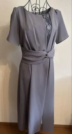 グレー Aライン パーティードレス　レースパンツ付き