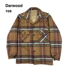 70s Darwood ウール チェック ジャケット 裏ボア 総柄 ブラウンのサムネイル