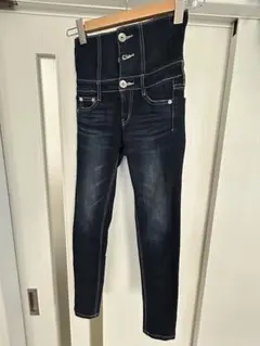 GYDAダークブルー ハイウエスト スキニーデニム