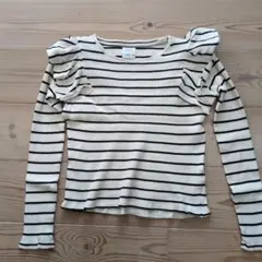 ZARA ストライプ フリル 長袖カットソー 9-10