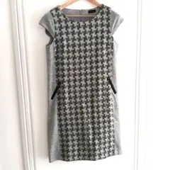 グレーと黒のハウンドトゥースパターン 　ジャンパースカート