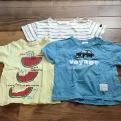 Tシャツ 3点セット（スイカ・ストライプ・車） 80cm