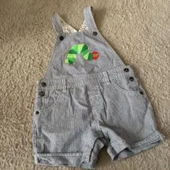 わ*ぎ様 はらぺこあおむし　ストライプ柄オーバーオール 90