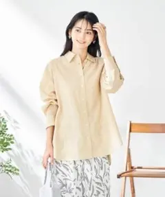 a.v.v 【マルチウェイ】リネン混ベーシックシャツ ベージュ 36 Sのサムネイル