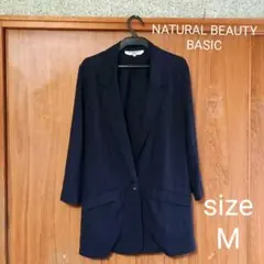 #928【中古】M　薄手　七分　ジャケット紺色　ネイビー