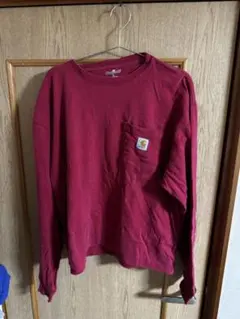 Carhartt 長袖Tシャツ ロンT ポケットT レッド系 L ダメージあり