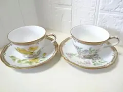 ノリタケ　ガラコンテッサ　 山吹と萩　カップ＆ソーサー 各1客
