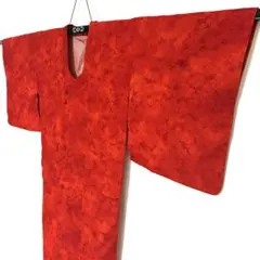 5k3218 和奈コート　正絹　袷　ビロード　千代田衿　橙色　花柄　和装コート