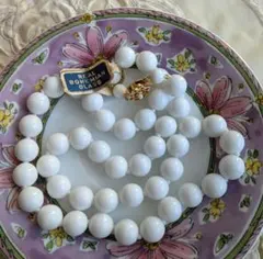 ボヘミアンガラス ミルクガラス ネックレス ヴィンテージ チェコスロバキア製