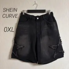 SHEIN CURVE レディース デニムショートパンツ 0XL 黒 フリンジ