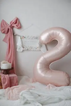 新品未使用 ナンバー バルーン 誕生日 装飾 くすみ ピンク 40インチ