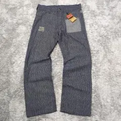 新品デッドストック　ワークパンツ　ストレート　メランジ　真鍮　ストライプポケット