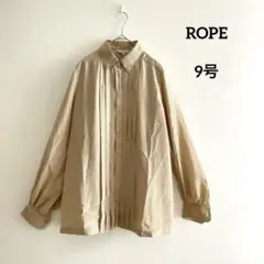 美品 ROPE ロペ 長袖ブラウス ベージュ 総柄 9号 シンプル 上品