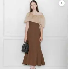 leja オフショルダーパフスリーブバリエマーメイドワンピースロングドレス