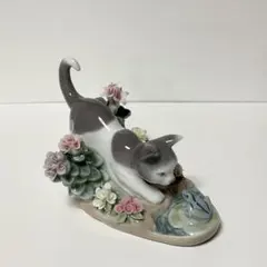 【難あり】Lladro リヤドロ にらみあい 猫 カエル にらめっこ
