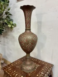 管476☆インド製☆アンティーク☆真鍮製☆花瓶☆壺