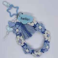 ハンドメイド スマホストラップ ハンドストラップ マクラメ 夏色