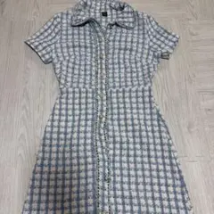 SHEIN チェック柄 半袖ミニワンピース