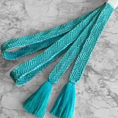 絹 帯締め☆平組 水浅葱色(空色・水色)単色 青系 組紐