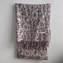 LOWRYS FARM 花柄ストール フリンジ付き