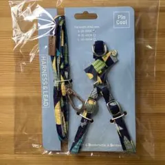 【新品】ペット用 ハーネス＆リード Sサイズ ネイビー カラフル柄リボン付き
