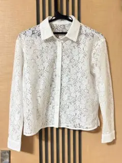 GU ホワイトレース 長袖シャツ S