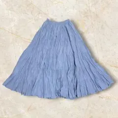 MARIHA 草原の虹のスカート プリーツ ティアード ロングスカート ブルーのサムネイル