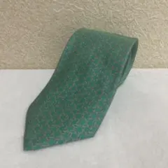 美品　エルメス　ネクタイ　高級シルク　総柄　グリーン　オシャレネクタイ