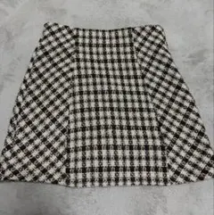ミニスカート　チェック柄　ブラウン