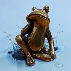 真鍮製 カエル 置物 アンティーク調 文鎮 オブジェ 縁起物 無事帰る