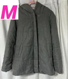 グレー キルティングジャケット フード付き　中綿ジャケット　Mサイズ