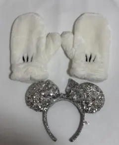 ミッキー ミトン 手袋/スパンコールカチューシャセット