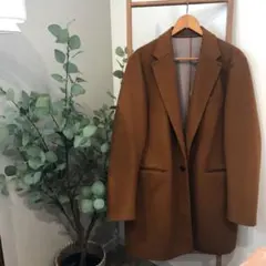 ブラウン チェスターコート シングルボタン