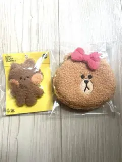 【新品】LINE FRIENDS ぬいぐるみマグネット＆ポーチセット
