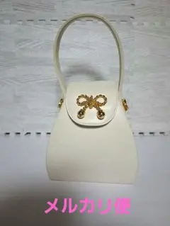 ハナエモリ】バニティバッグ ワンハンドル ホワイトハンドバッグ 