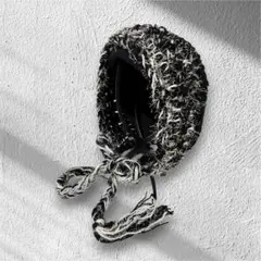 ボンネット　ヘッドドレス　バラクラバ　ブラック＆ホワイト② グランジ