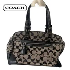 COACH ハンドバッグ ブラック シグネチャー ミニボストン