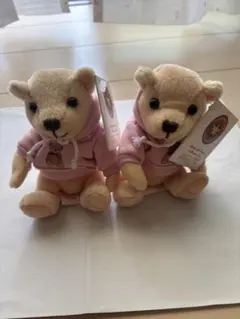 テディベア ぬいぐるみ フード付きピンク