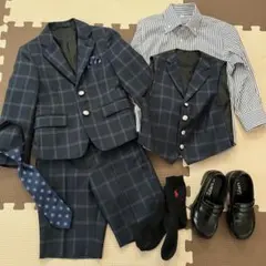 フォーマルスーツセット 110cm ダークブルー チェック