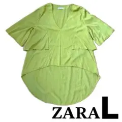 ZARA背面ロングカットソー　ブラウス　レディーストップス 五分袖　L