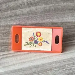グリコおまけ おぼん お花模様 昭和 레트로 玩具 お盆 ミニチュア