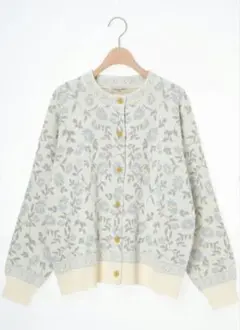 Samansa Mos2　花柄ジャカードカーディガン