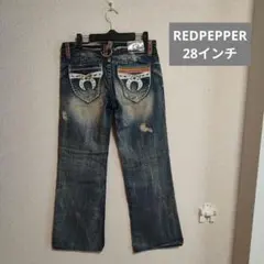 Redpepper 刺繍　デニムフレアパンツ