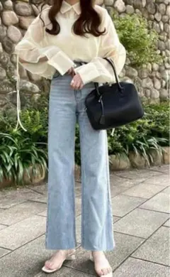 GRL グレイル フリンジヘムフレアデニムパンツ[cu166]